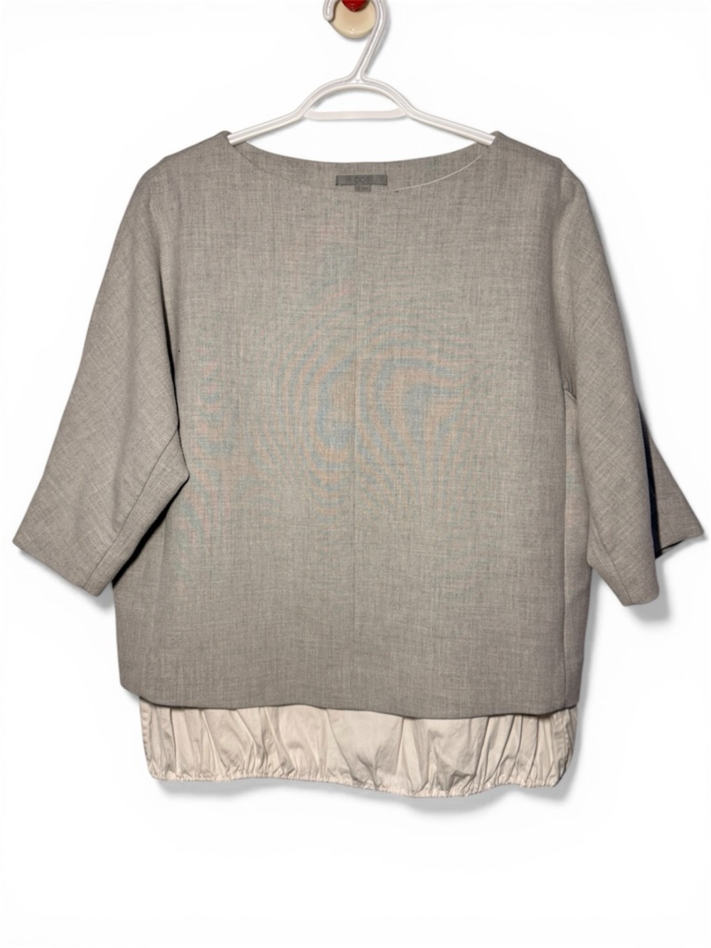 COS Gray Boxy Blouse with Cream Hem size EU34